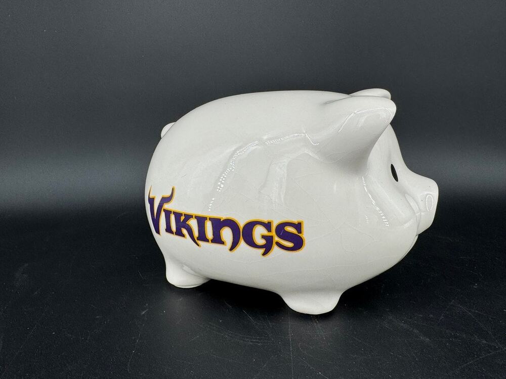 2012 Minnesota Vikings Ceramic Piggy Bank NFL Football 7" C.R. Gibson